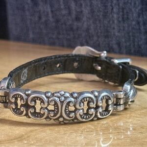 Brighton Leather and Silver Tone Ornate Decorative Bracelet